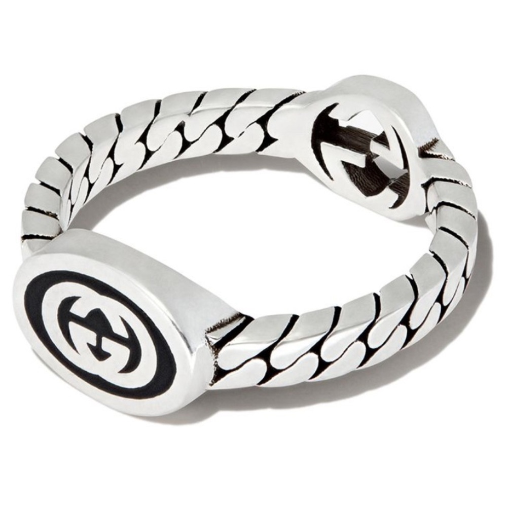 Gucci Interlock Ring. Sterling silver. Marked size 20 which fits like a 9 US.